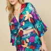 Tropical Front Tie Kimono