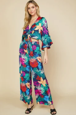 Tropical Front Tie Kimono