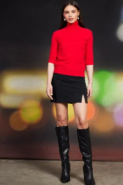 Turtleneck Three Quarter Sleeve Sweater