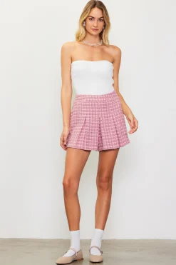 Tweed Box Pleat Shorts