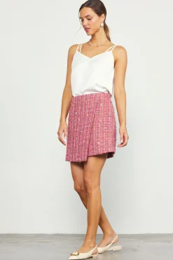 Tweed Wrap Mini Skirt