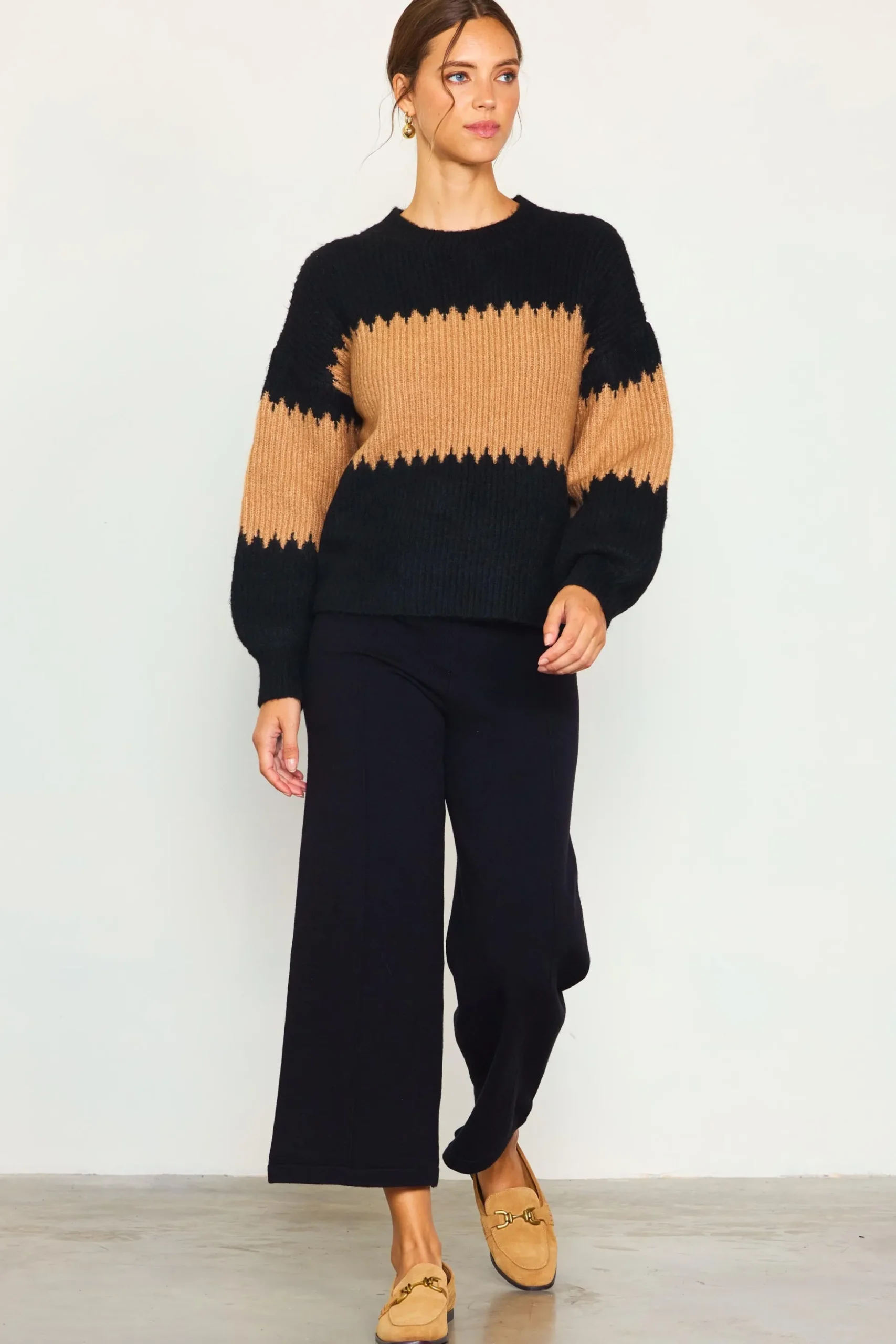 Two Tone Mock Neck Sweater