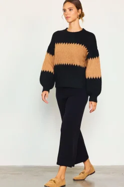 Two Tone Mock Neck Sweater