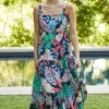 Ula Tropical Print Tiered Maxi Dress