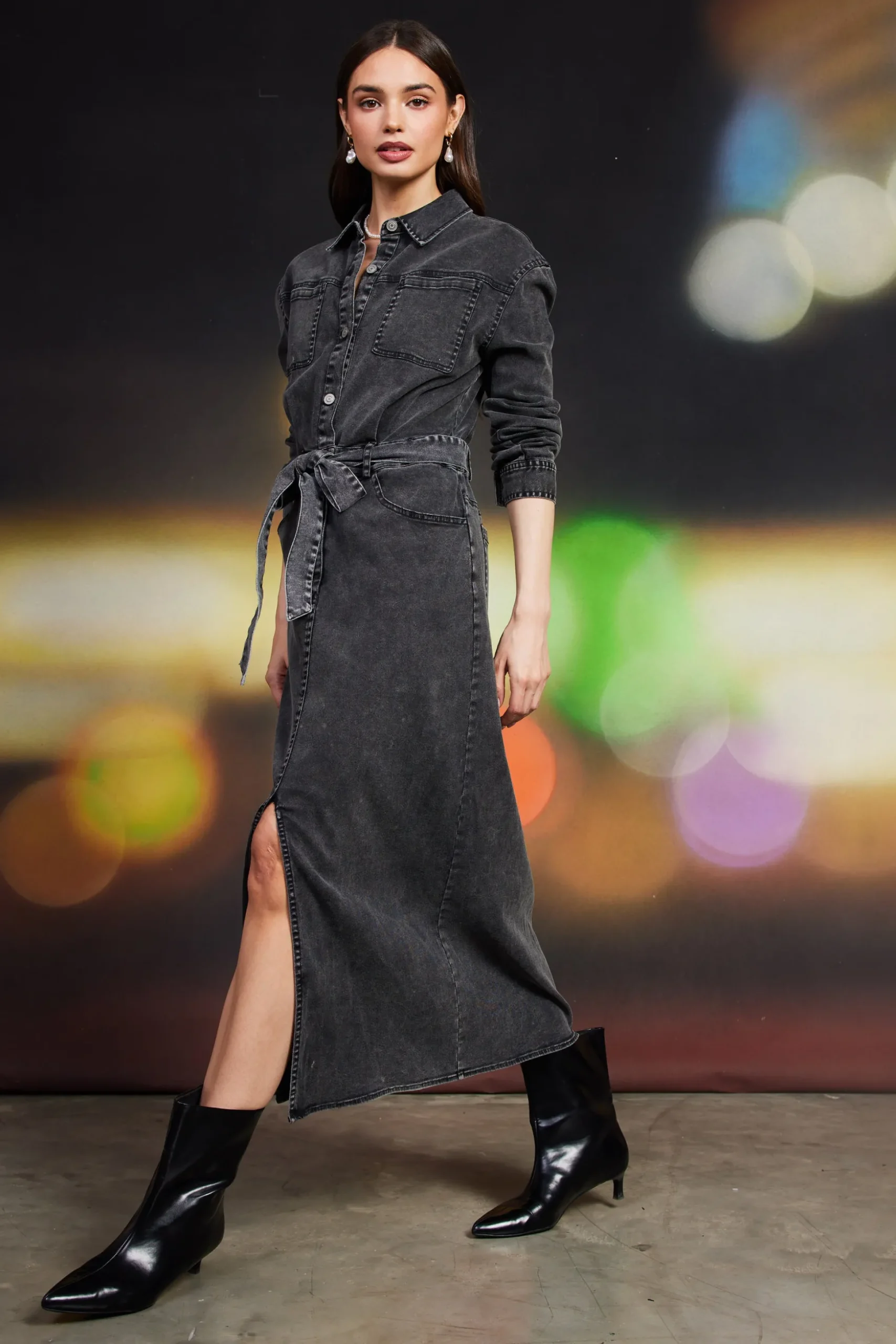 Utilitarian Detail Midi Dress