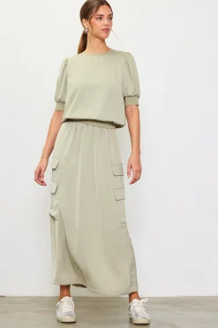 Utility Cargo Pocket Midi Skirt