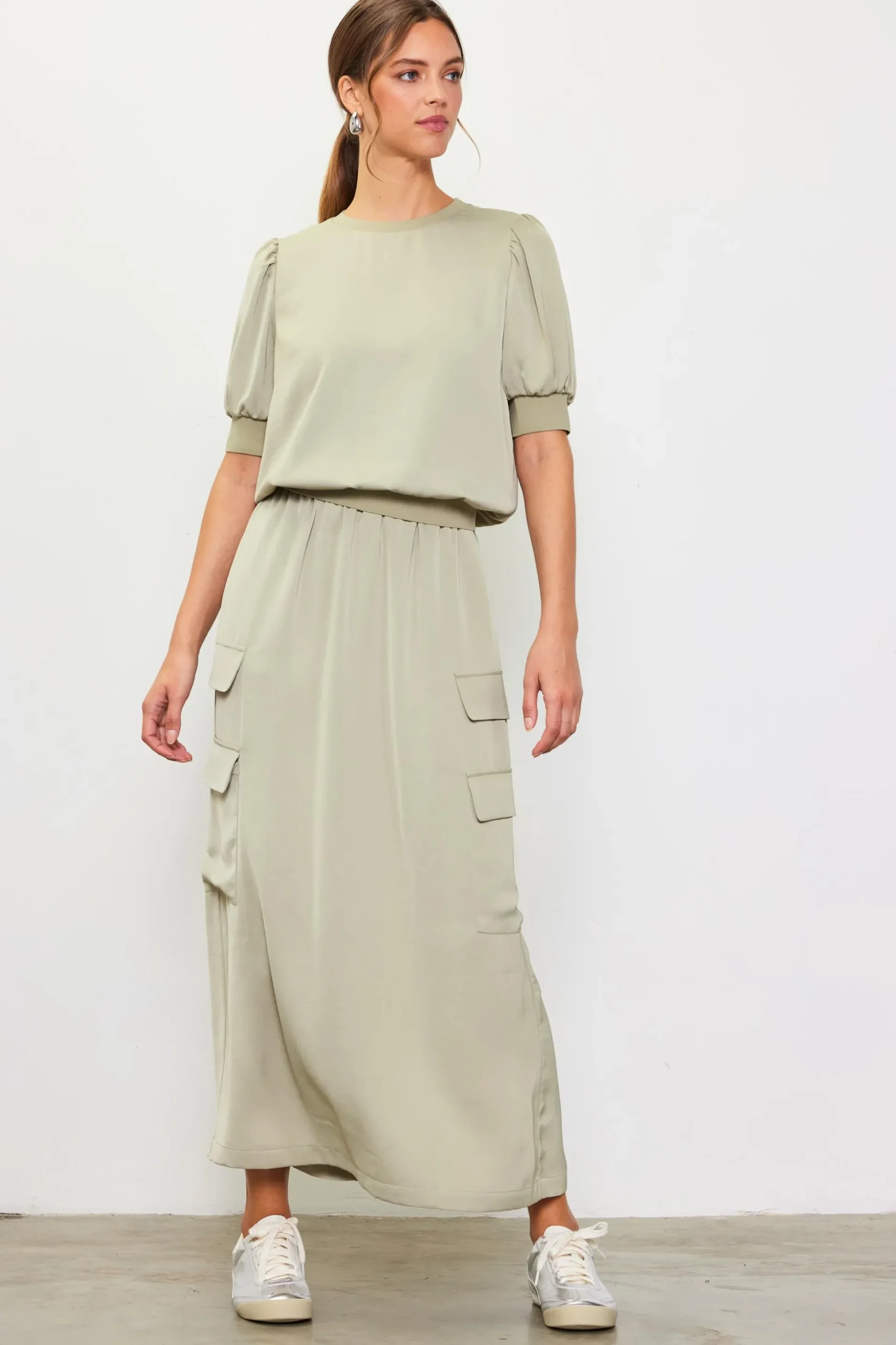 Utility Cargo Pocket Midi Skirt