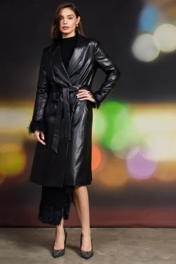 Vegan Leather Trench Coat