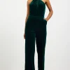 Velvet Halter Neck Jumpsuit