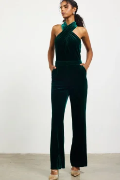 Velvet Halter Neck Jumpsuit