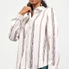 Vertical Stripe Satin Button Down