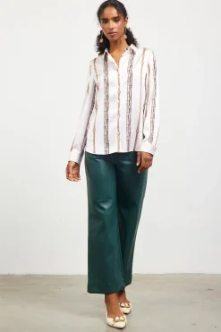 Vertical Stripe Satin Button Down
