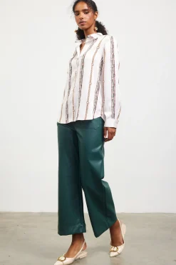 Vertical Stripe Satin Button Down