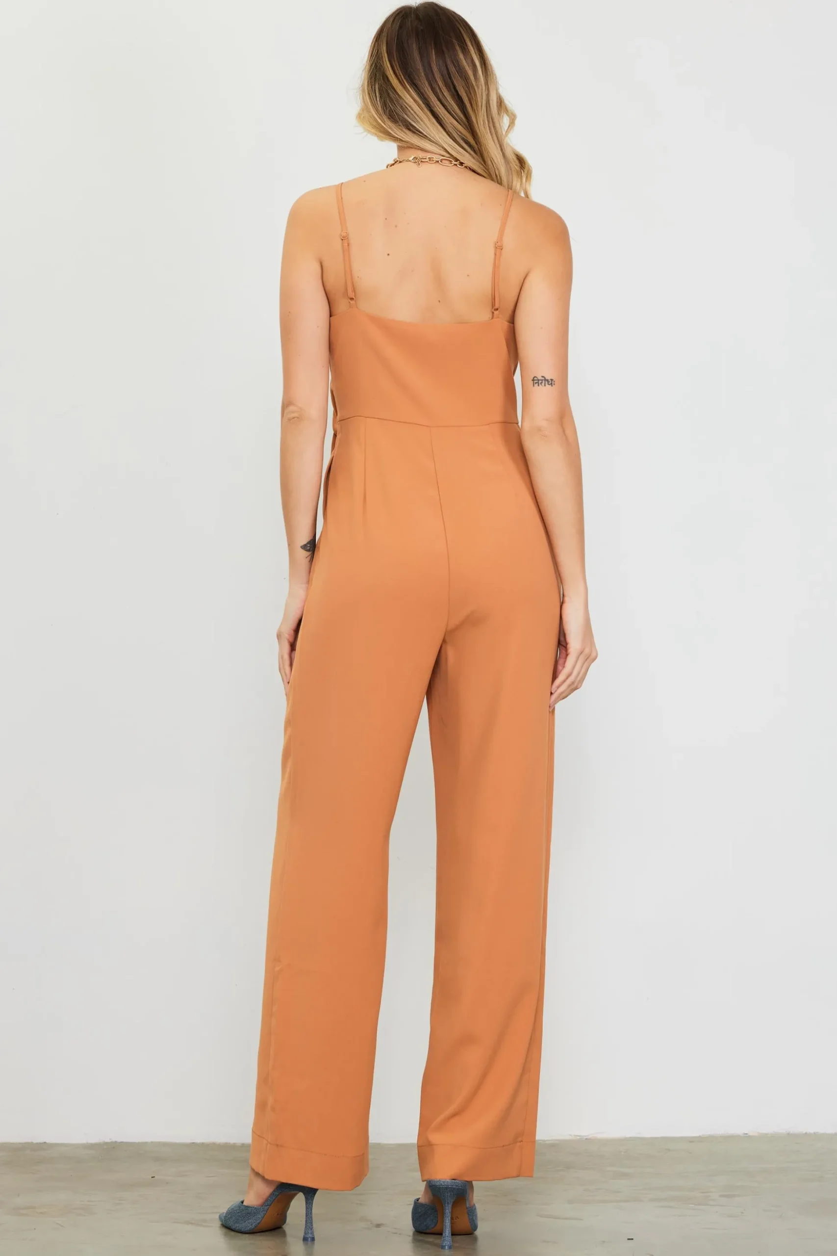 Waist Tie Detail Sleeveless Jumpsuit