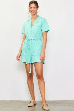 Washed Twill Utility Romper