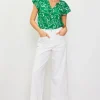 Washed Twill Wide Leg Pants
