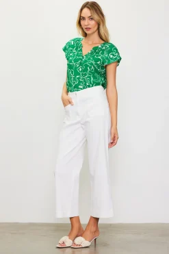 Washed Twill Wide Leg Pants