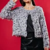 Wren Feathered Sequin Crop Jacket