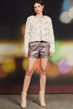 Wren Feathered Sequin Crop Jacket